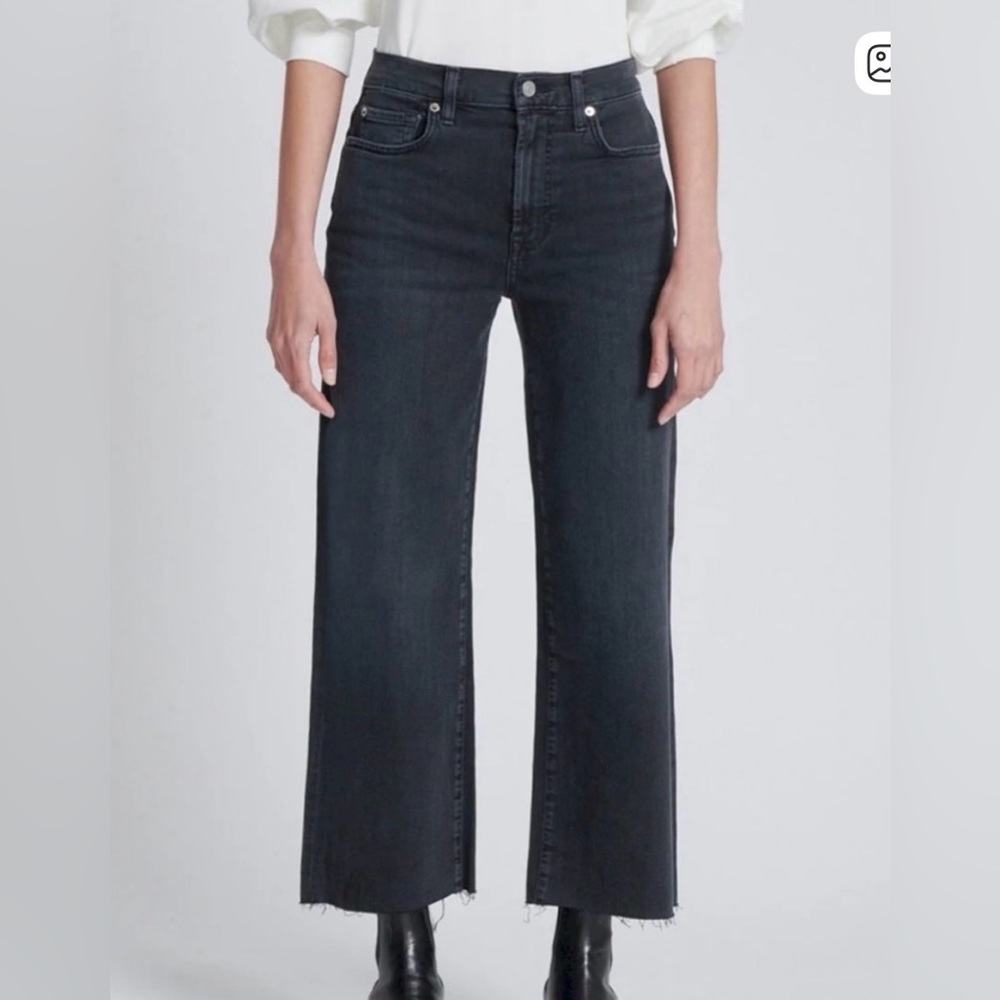 High-Rise Wide-Leg Jeans in Dark Gray